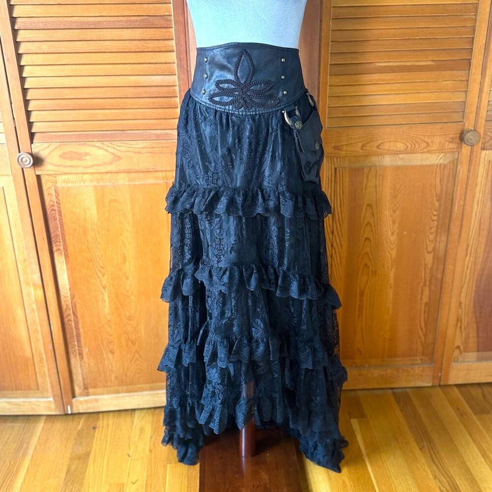 Vintage Lip Service Winchester Emporium Black Lace High Waist Skirt XS - Picture 9 of 12